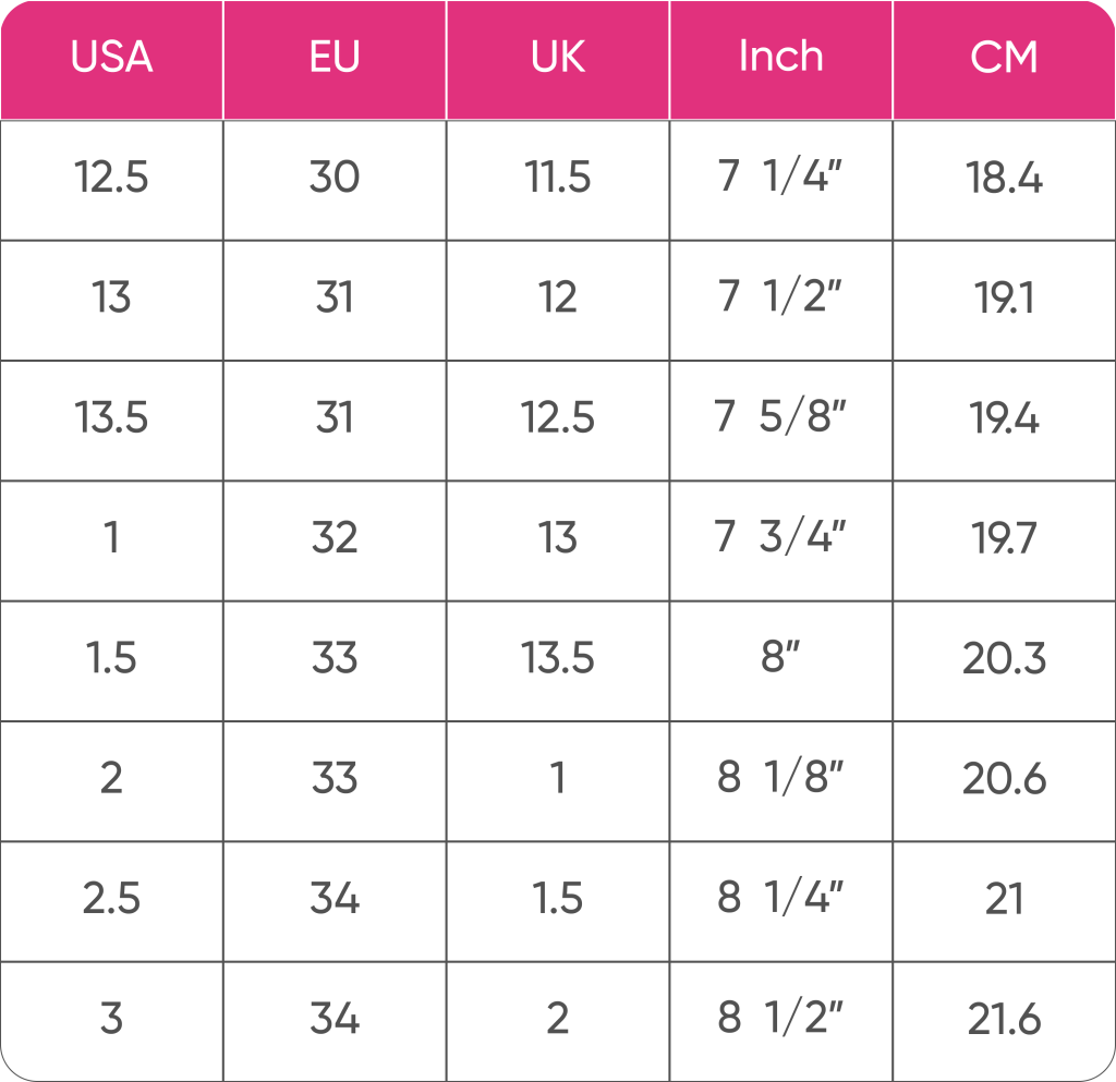 Size Guide - Shoesbybecky