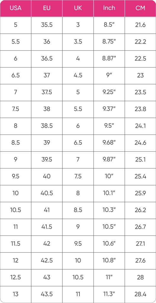 Size Guide - ShoesByBecky